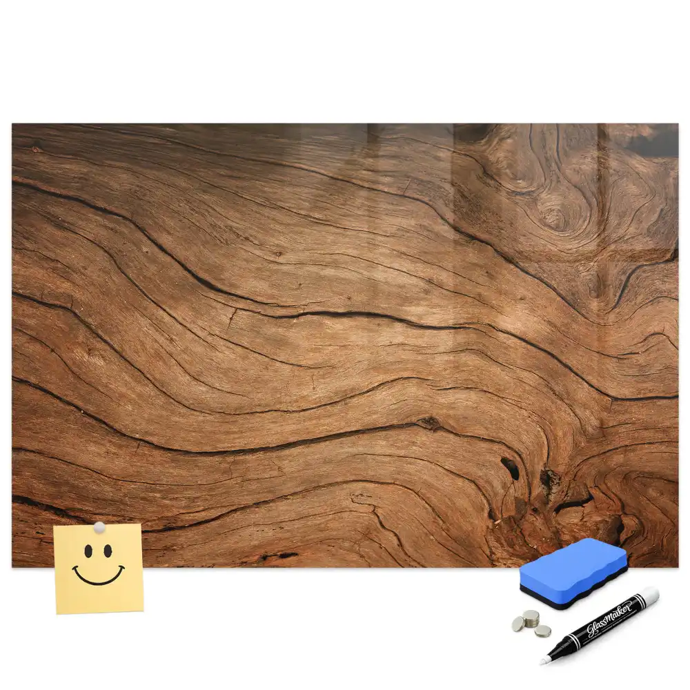 Tableau blanc magnétique effaçable à sec aspect bois vieilli