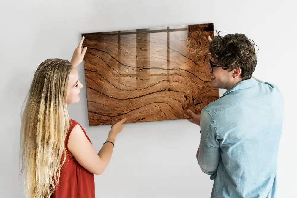 Tableau blanc magnétique effaçable à sec aspect bois vieilli