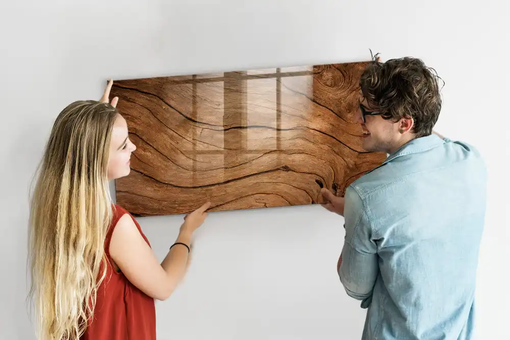 Tableau blanc magnétique effaçable à sec aspect bois vieilli