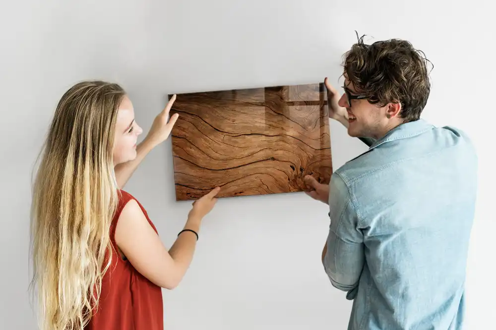 Tableau blanc magnétique effaçable à sec aspect bois vieilli