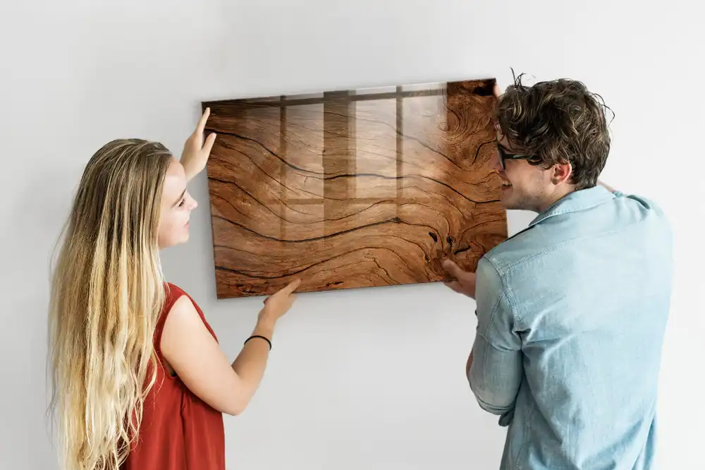Tableau blanc magnétique effaçable à sec aspect bois vieilli