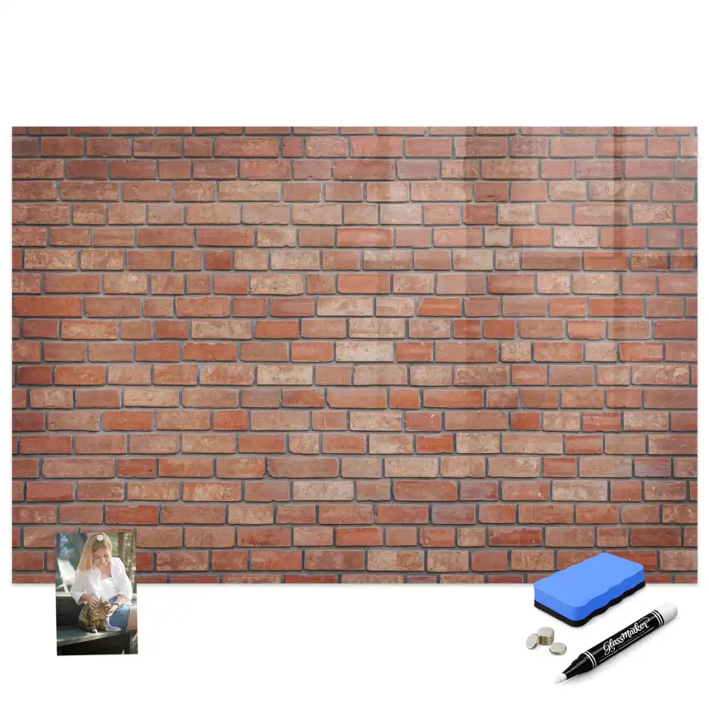 Tableau magnétique avec feutre motif mur de briques