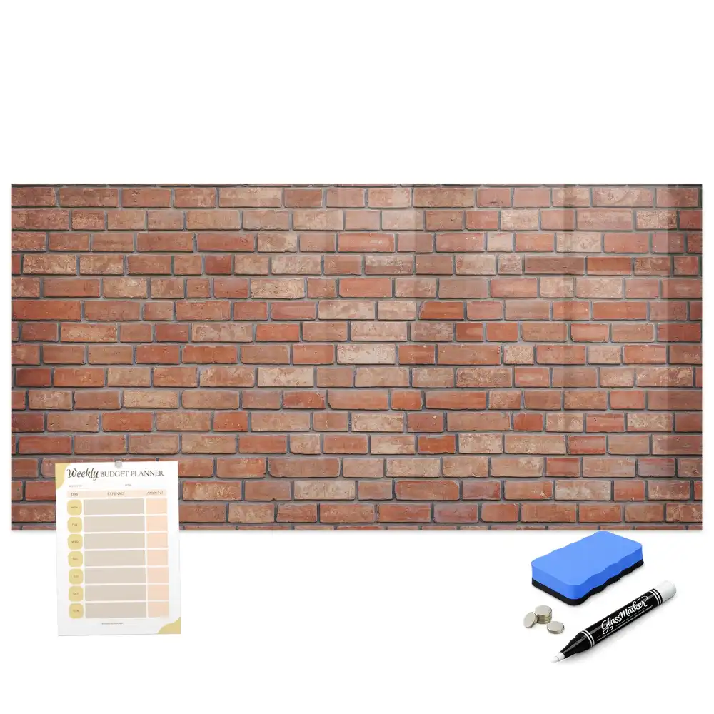 Tableau magnétique avec feutre motif mur de briques