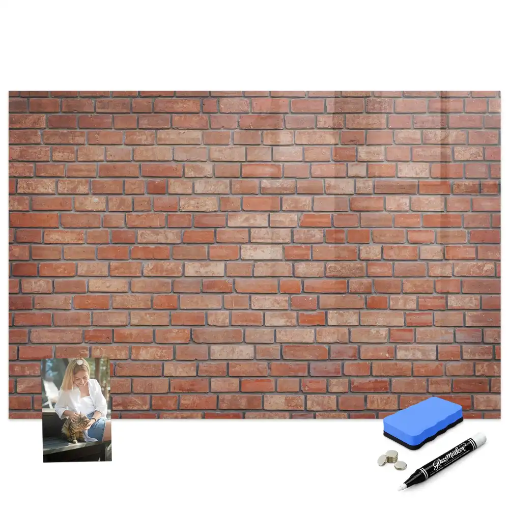 Tableau magnétique avec feutre motif mur de briques