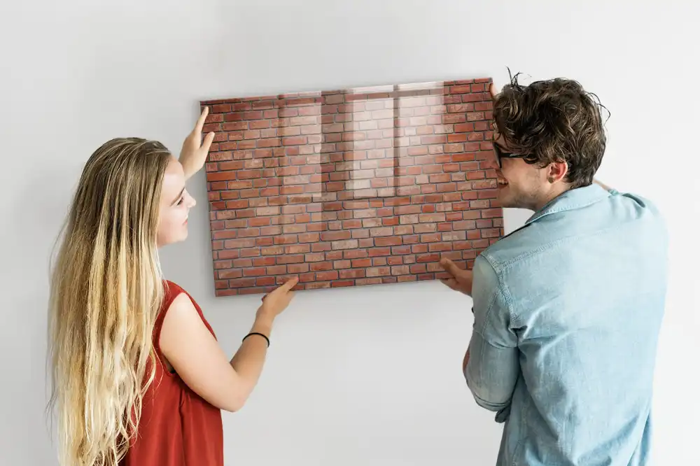 Tableau magnétique avec feutre motif mur de briques
