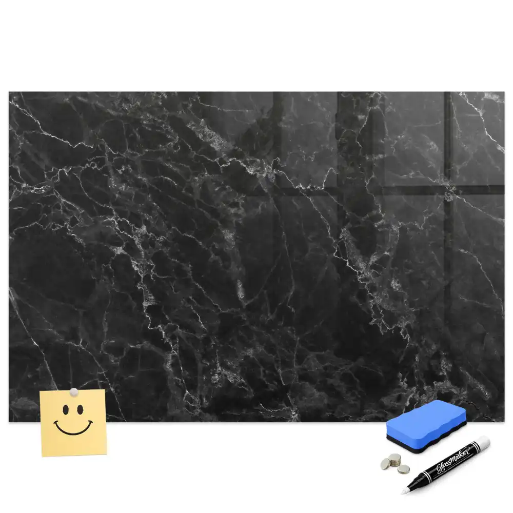 Tableau magnétique avec feutre motif marbre noir