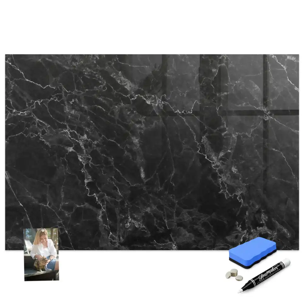 Tableau magnétique avec feutre motif marbre noir