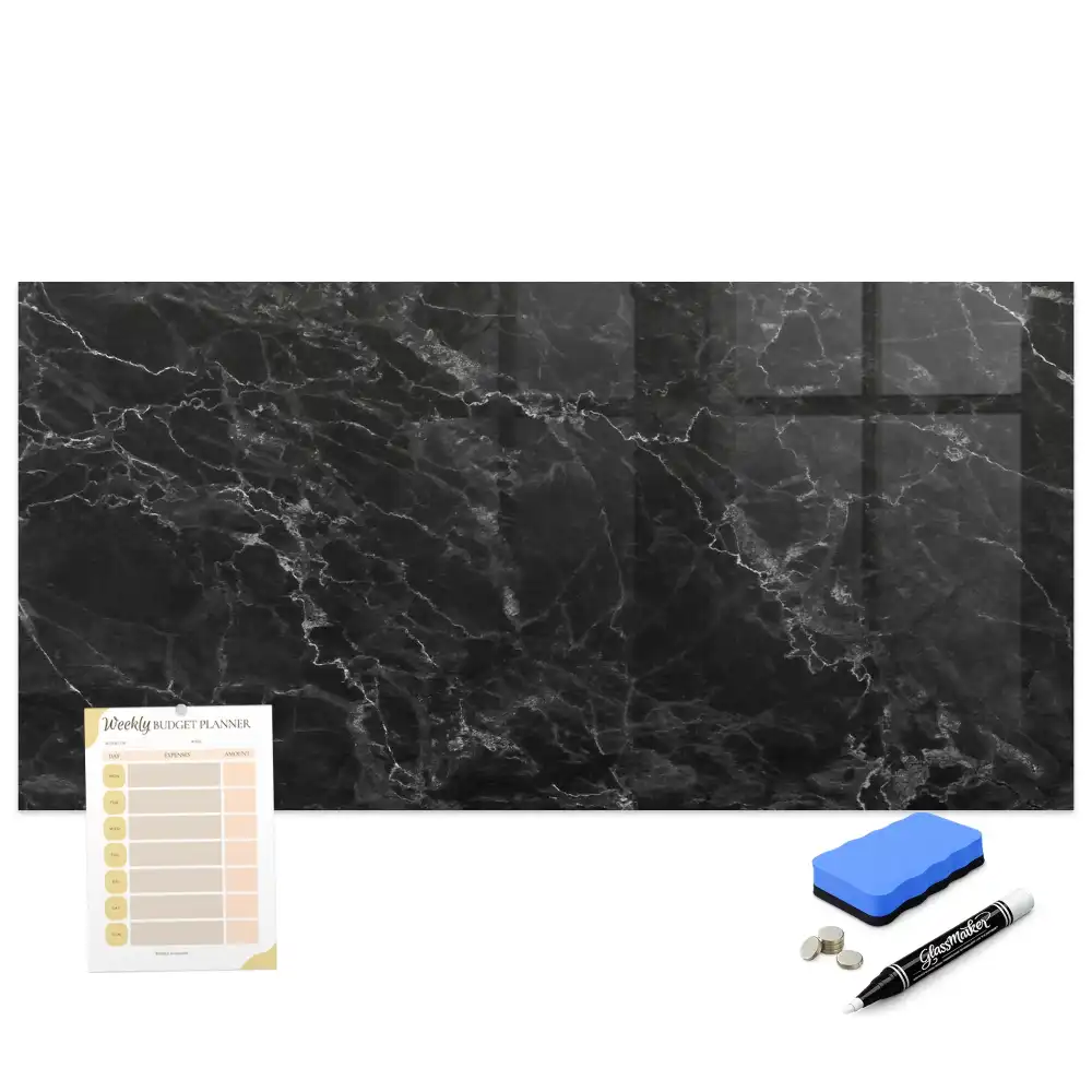 Tableau magnétique avec feutre motif marbre noir
