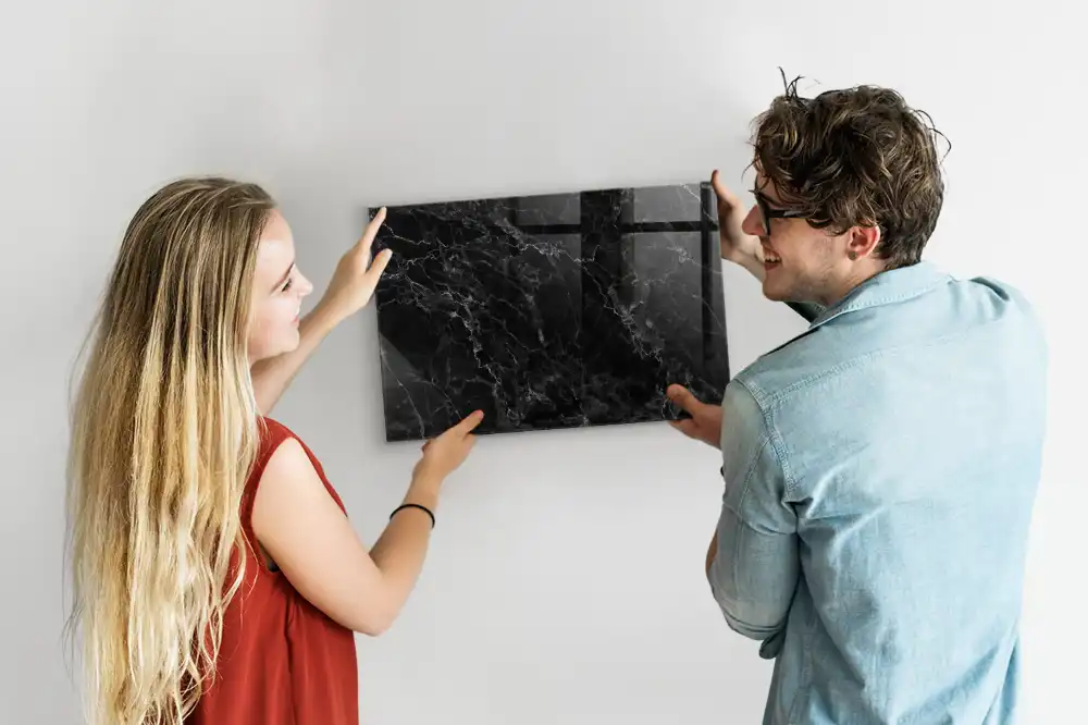 Tableau magnétique avec feutre motif marbre noir