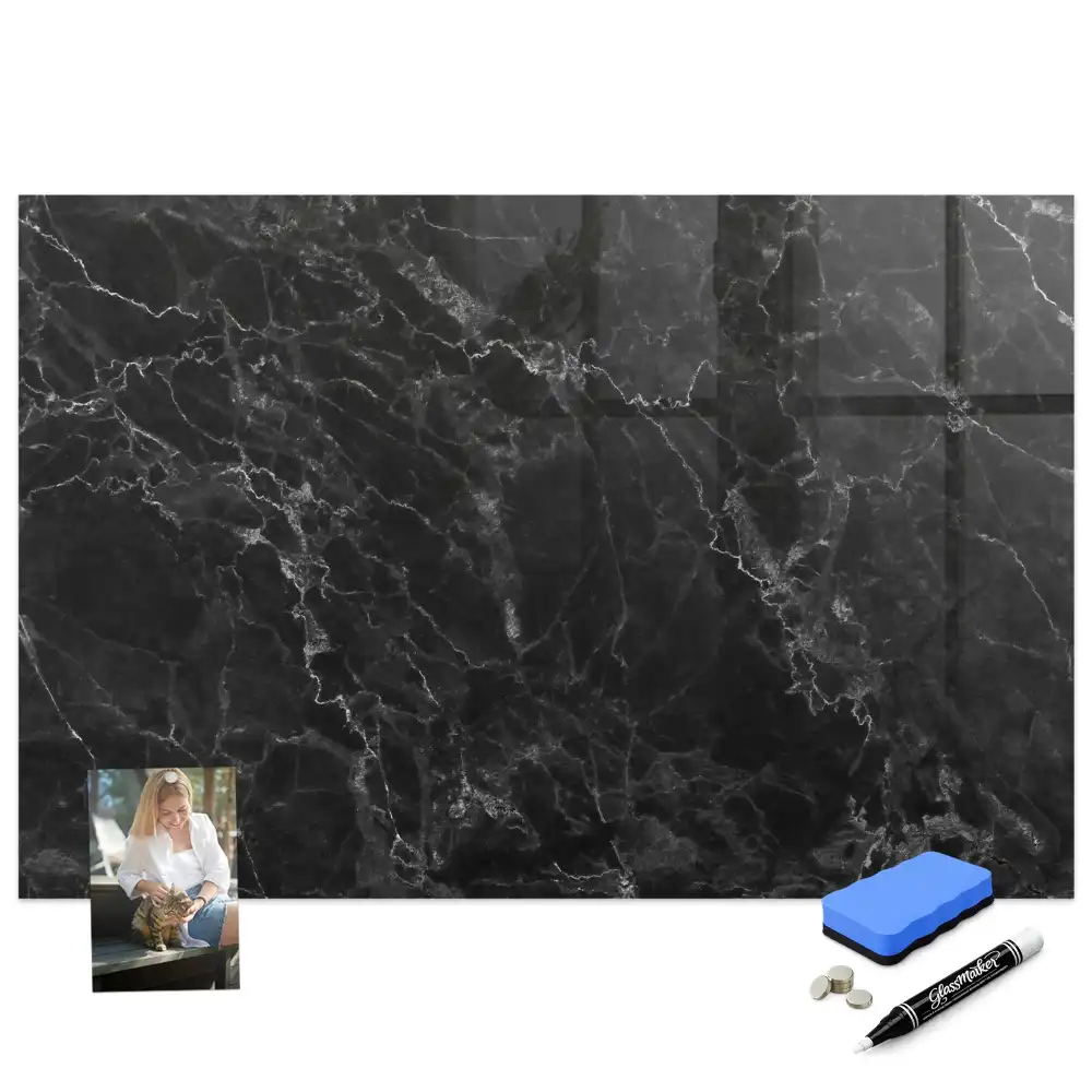 Tableau magnétique avec feutre motif marbre noir