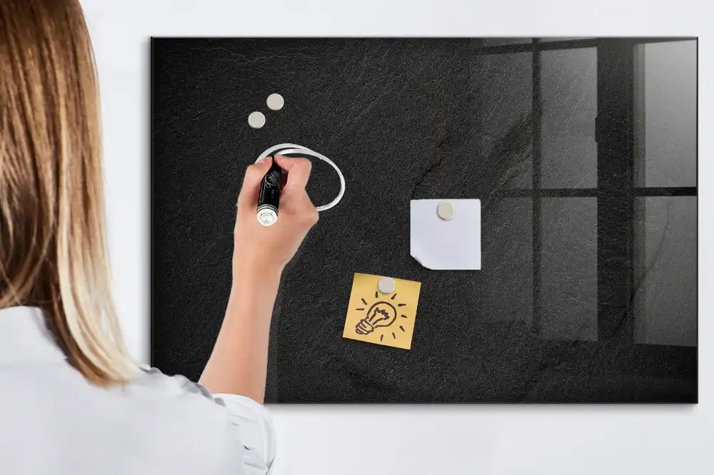 Tableau blanc magnétique effaçable à sec aspect pierre sombre
