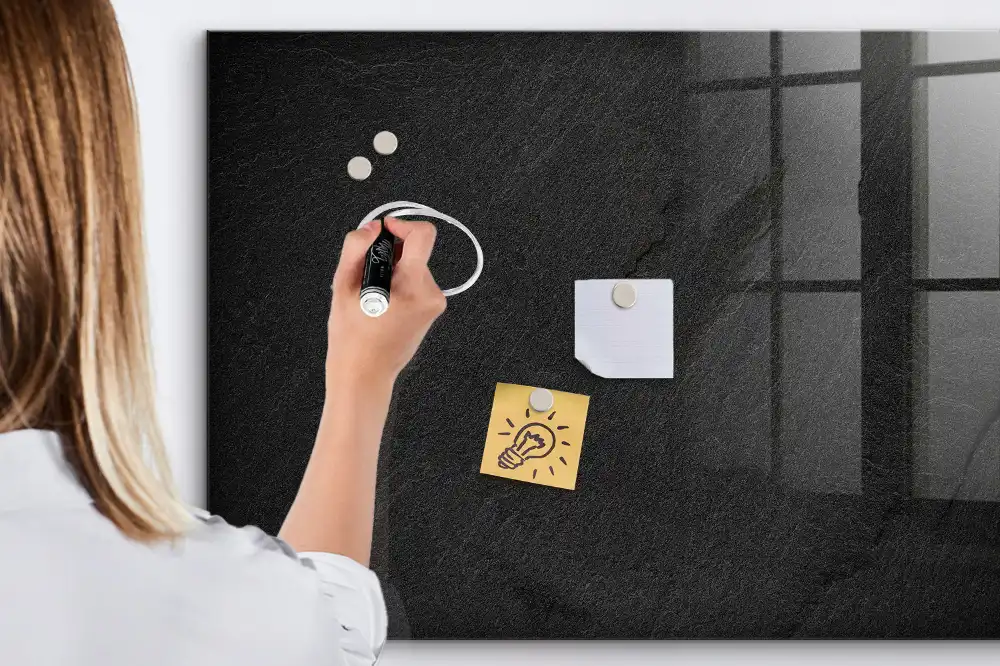Tableau blanc magnétique effaçable à sec aspect pierre sombre