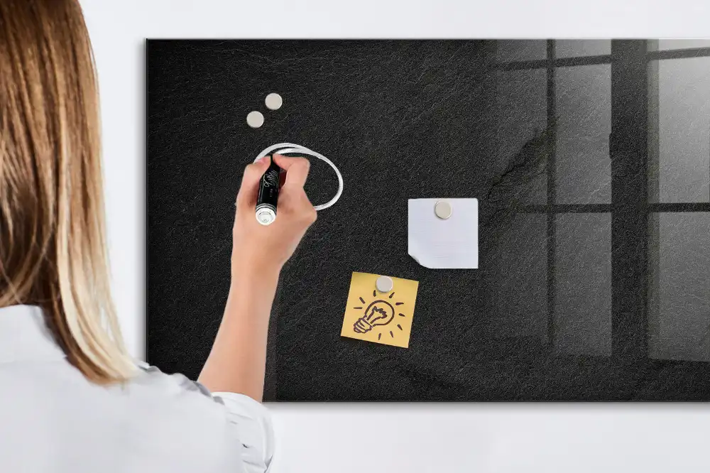 Tableau blanc magnétique effaçable à sec aspect pierre sombre