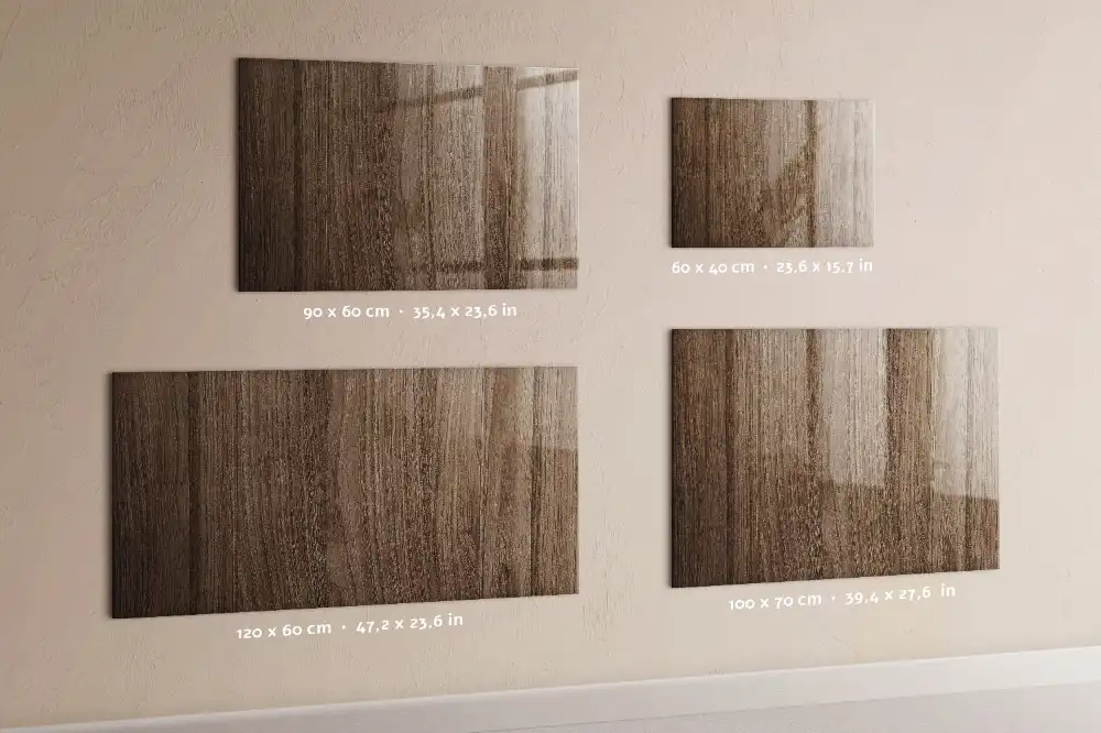 Tableau blanc magnétique effaçable à sec avec cadre en chêne foncé