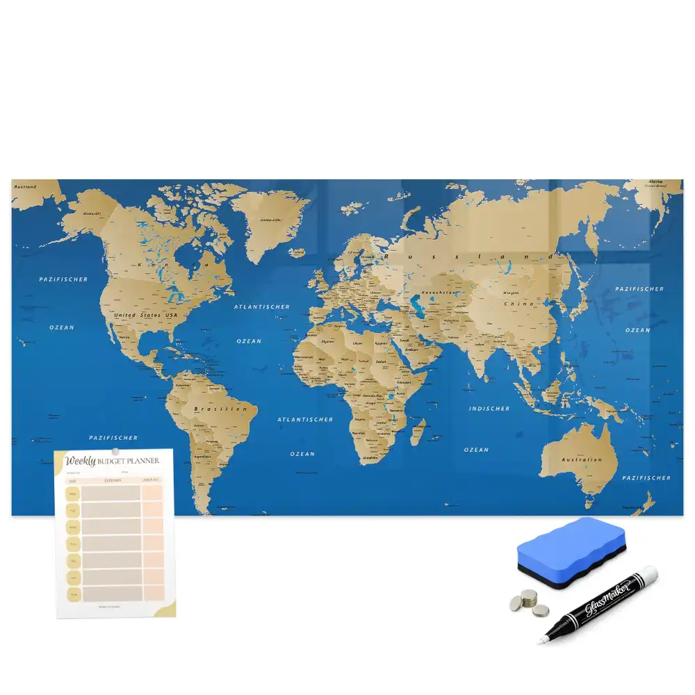 Tableau magnétique pour dessin illustrant les pays du monde