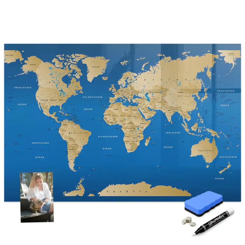 Tableau magnétique pour dessin illustrant les pays du monde