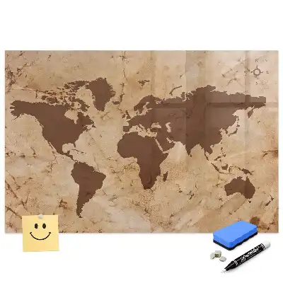 Tableau magnétique avec feutre et carte du monde historique