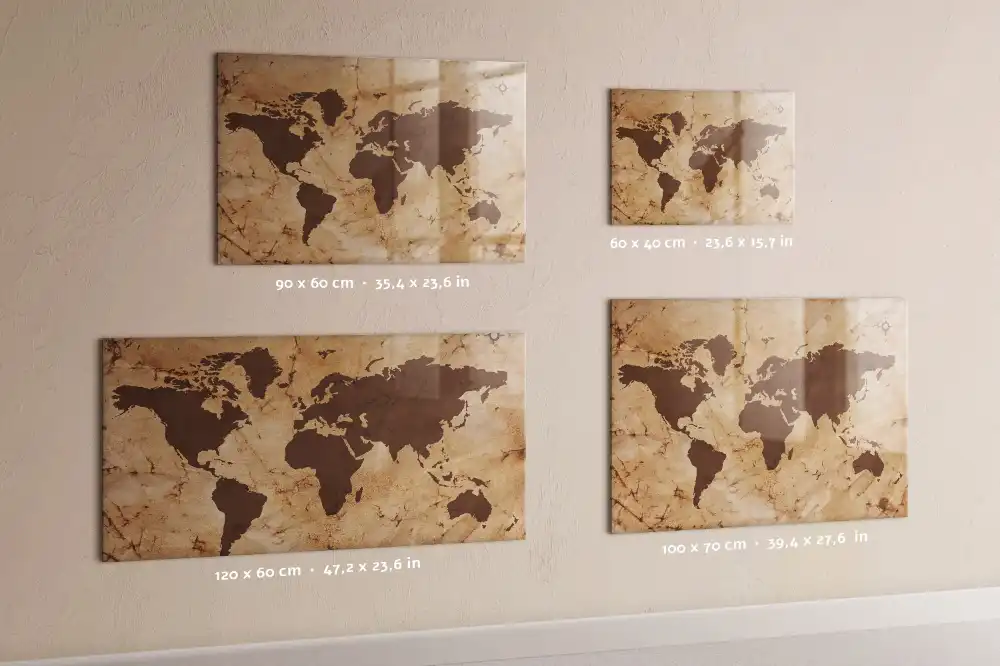 Tableau magnétique avec feutre et carte du monde historique