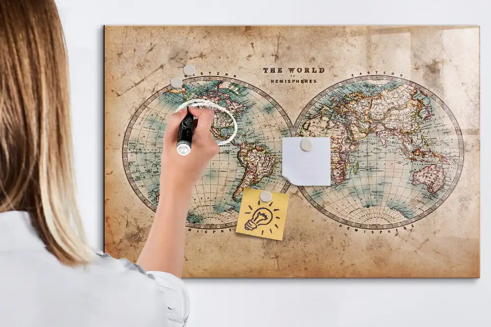 Tableau magnétique éducatif carte du monde