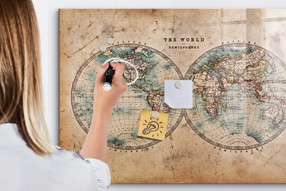 Tableau magnétique éducatif carte du monde