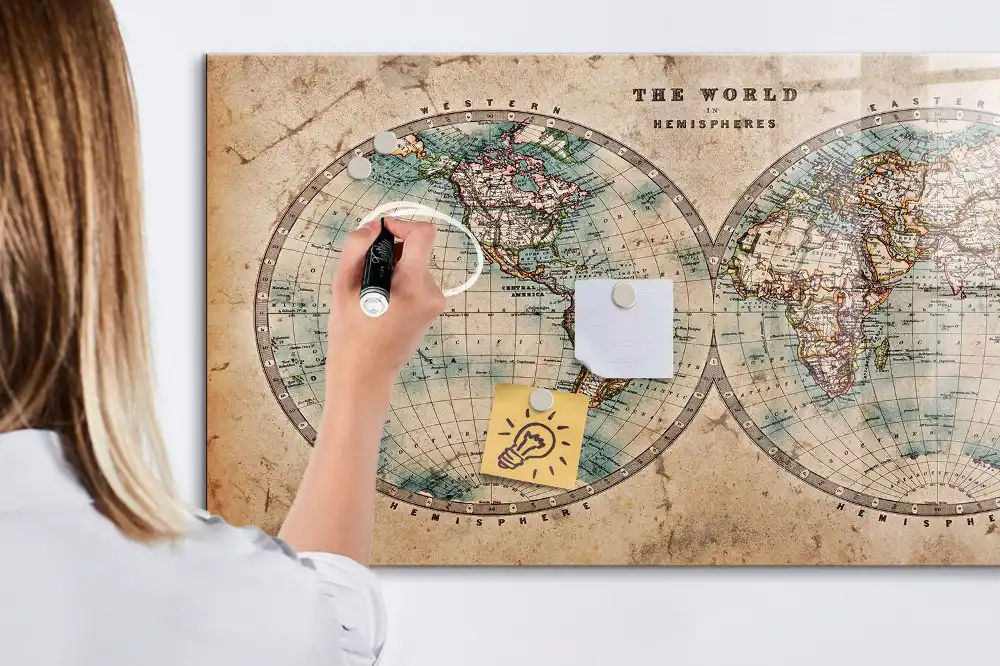 Tableau magnétique éducatif carte du monde