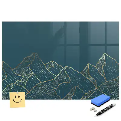 Tableau blanc magnétique effaçable à sec motif paysage de montagne esquissé