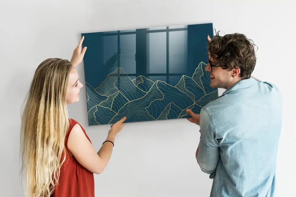 Tableau blanc magnétique effaçable à sec motif paysage de montagne esquissé