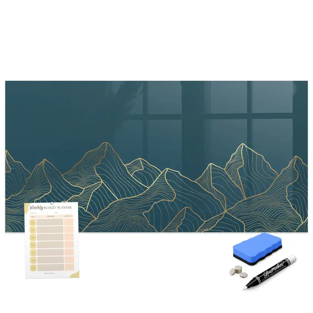 Tableau blanc magnétique effaçable à sec motif paysage de montagne esquissé