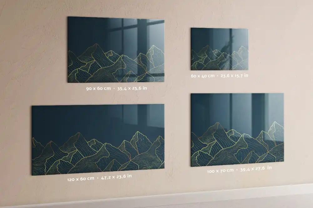 Tableau blanc magnétique effaçable à sec motif paysage de montagne esquissé