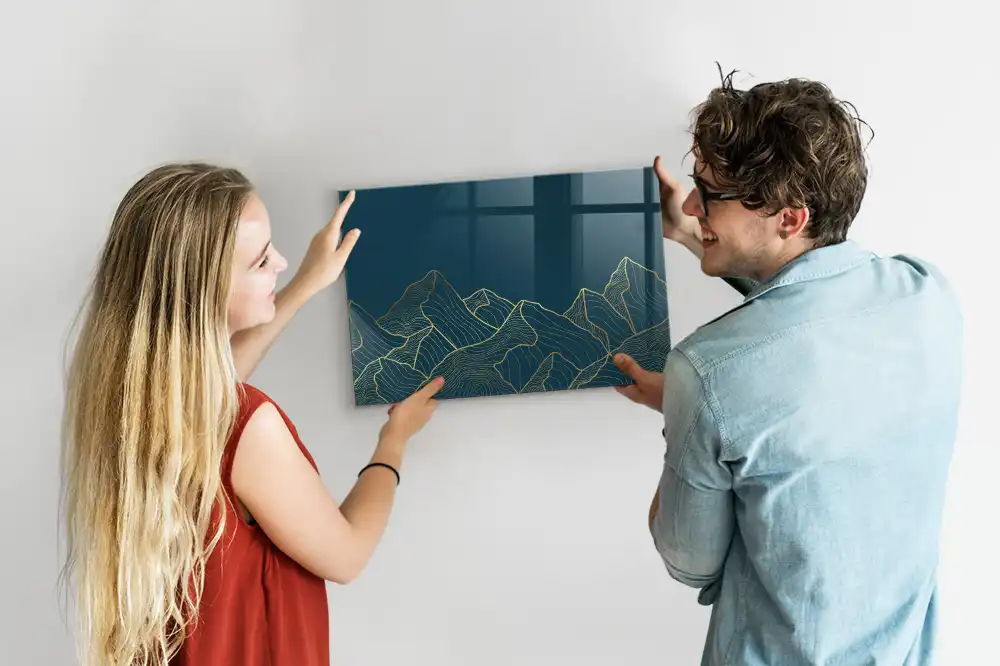 Tableau blanc magnétique effaçable à sec motif paysage de montagne esquissé
