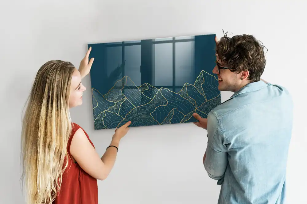 Tableau blanc magnétique effaçable à sec motif paysage de montagne esquissé