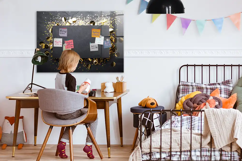 Tableau blanc magnétique effaçable à sec à particules brillantes
