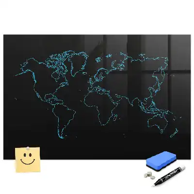 Tableau magnétique carte du monde avec feutre