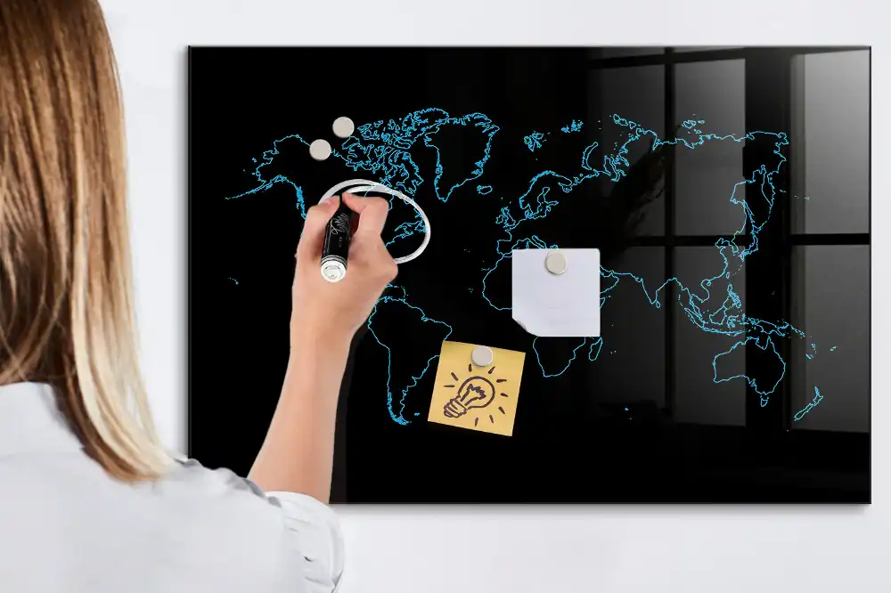 Tableau magnétique carte du monde avec feutre