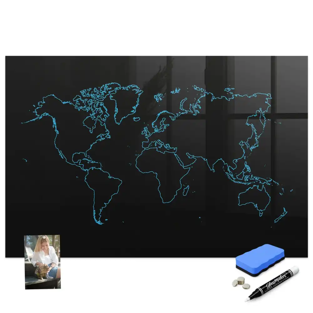 Tableau magnétique carte du monde avec feutre