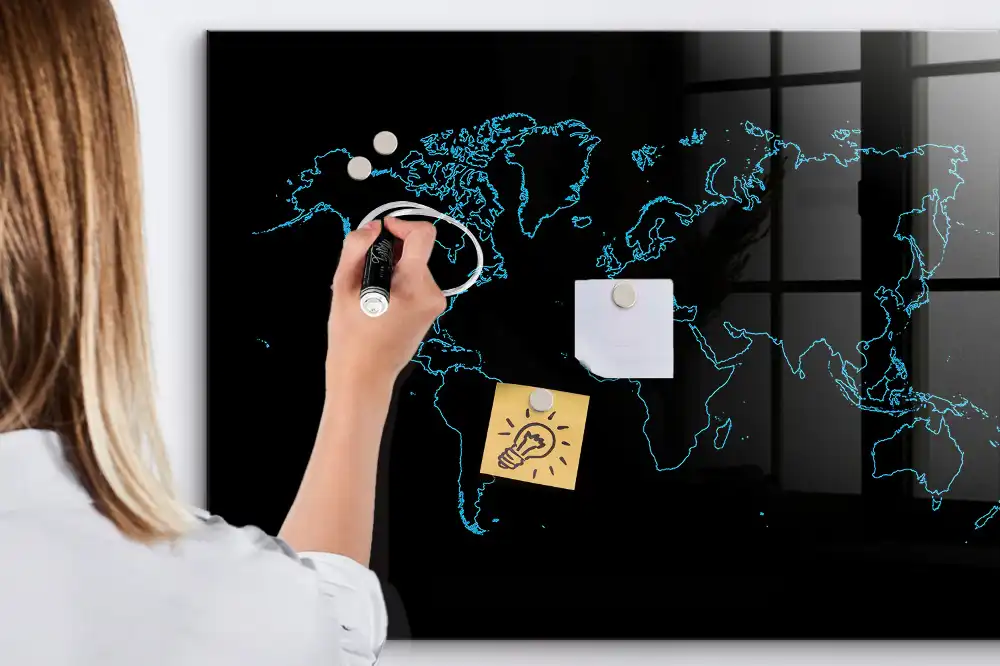 Tableau magnétique carte du monde avec feutre