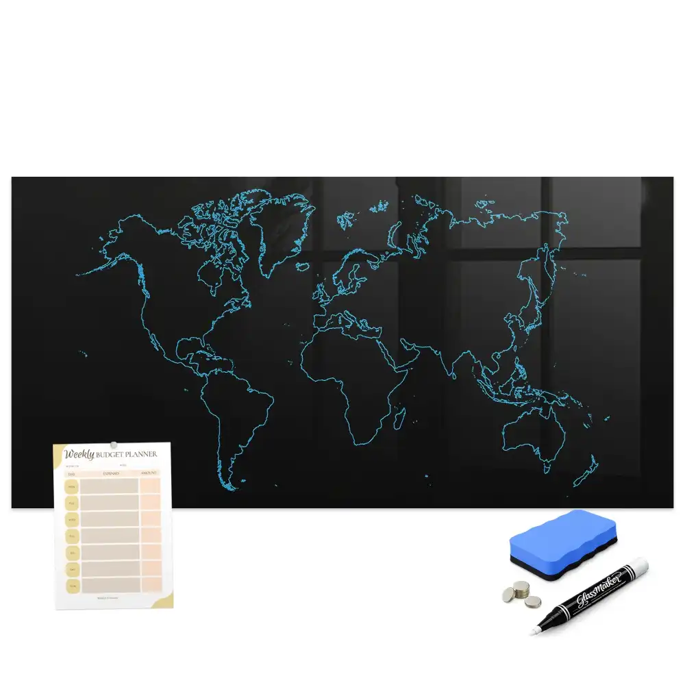 Tableau magnétique carte du monde avec feutre