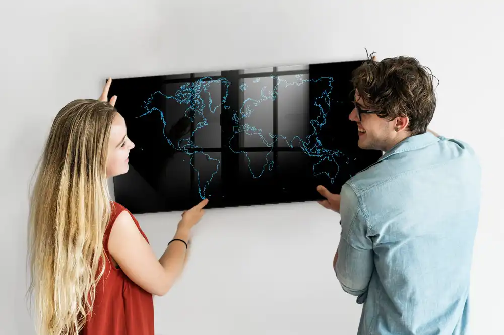 Tableau magnétique carte du monde avec feutre