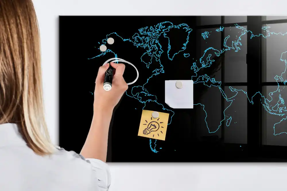Tableau magnétique carte du monde avec feutre