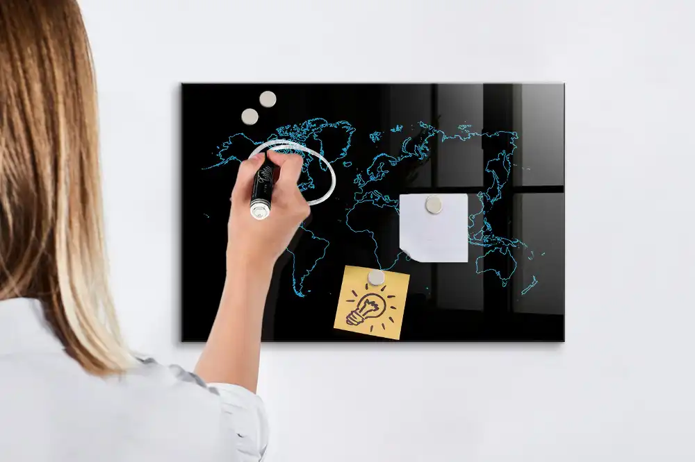 Tableau magnétique carte du monde avec feutre