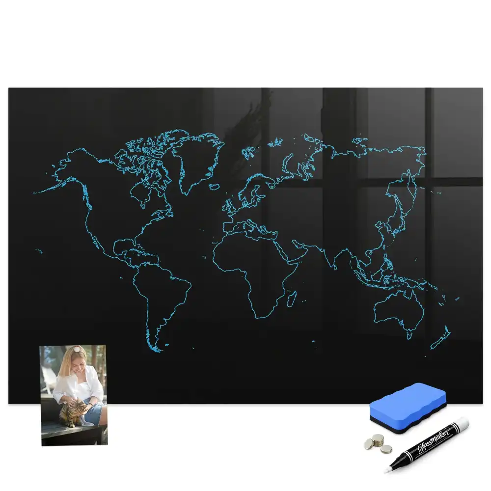 Tableau magnétique carte du monde avec feutre