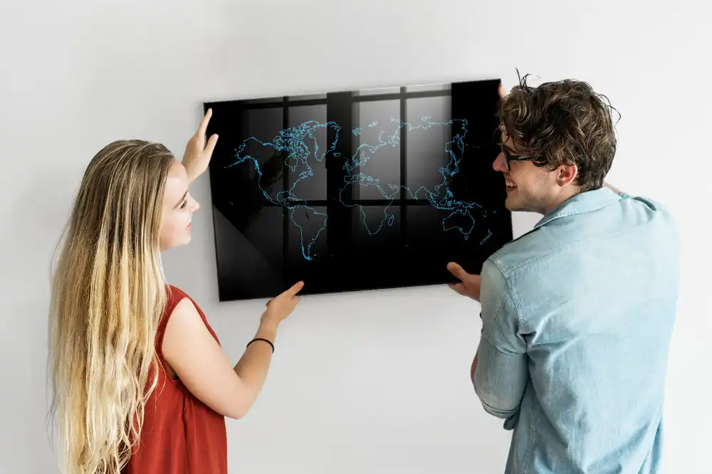 Tableau magnétique carte du monde avec feutre
