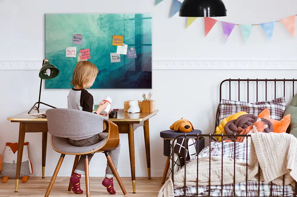 Tableau blanc magnétique effaçable à sec motif profondeur abstraite
