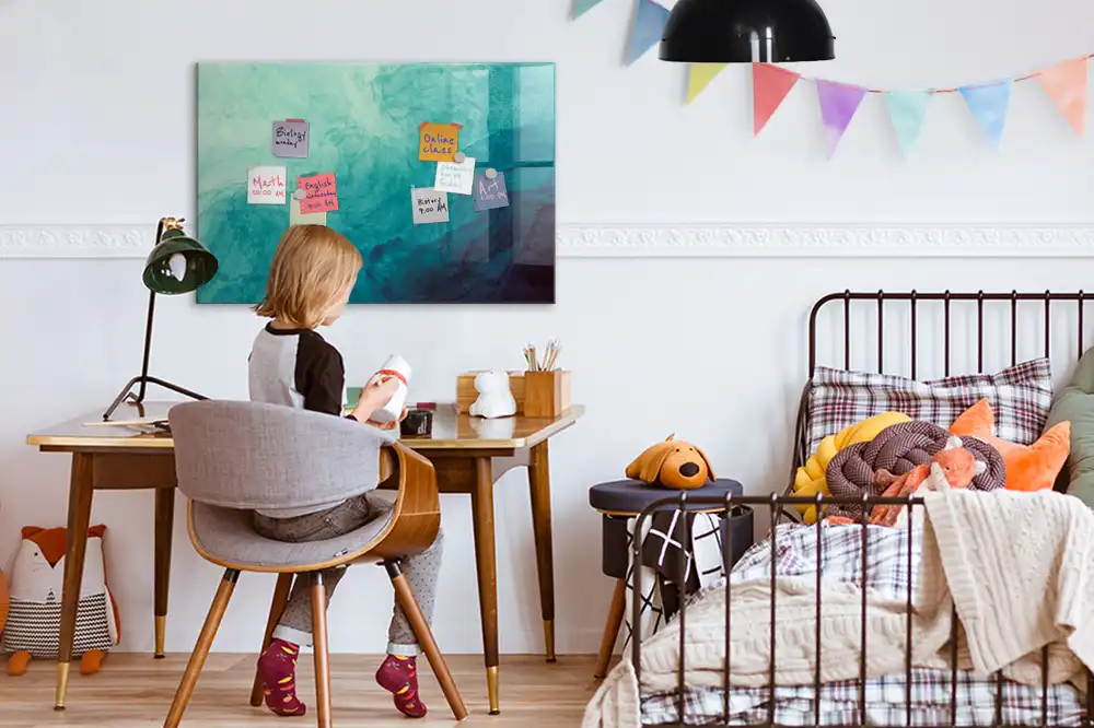 Tableau blanc magnétique effaçable à sec motif profondeur abstraite