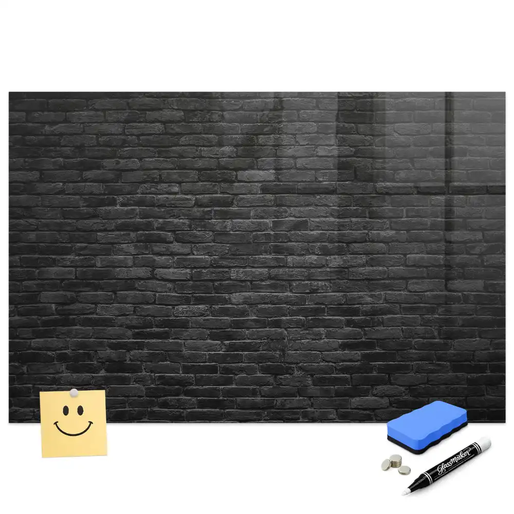 Tableau magnétique avec feutre motif mur de briques sombres