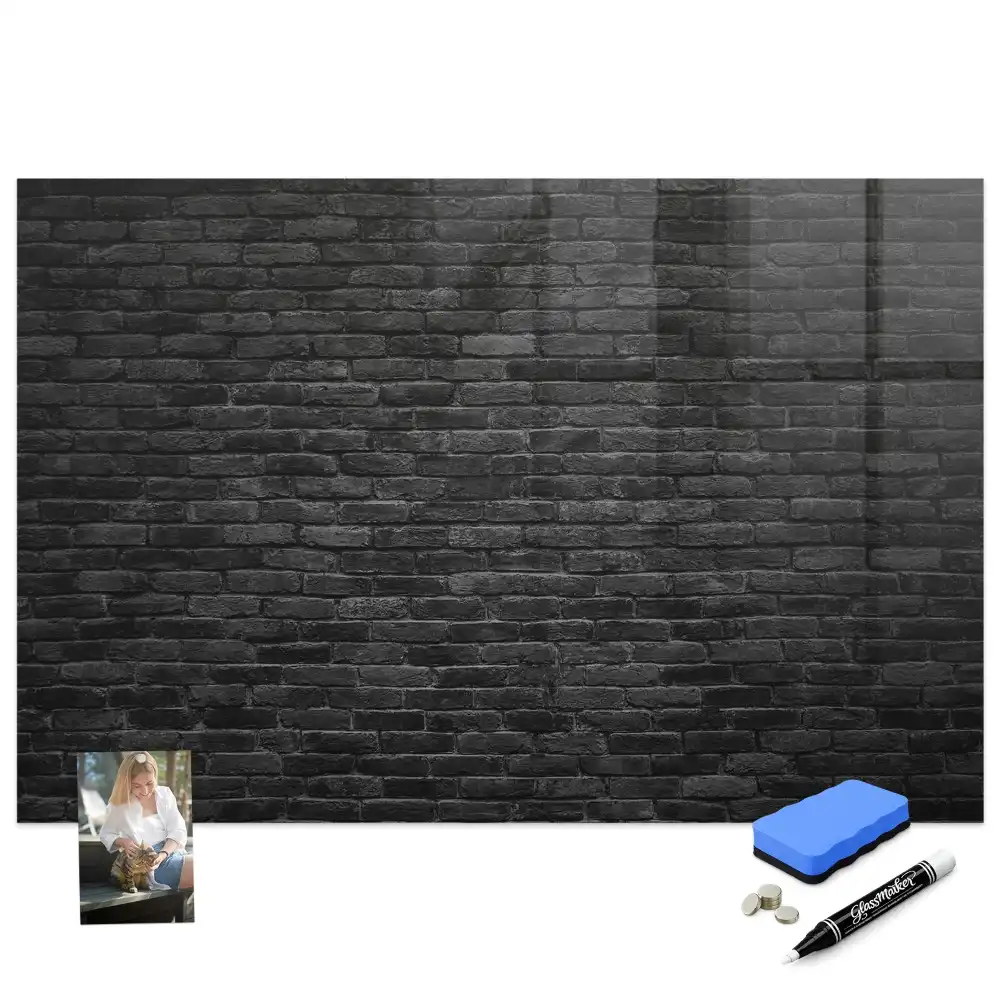 Tableau magnétique avec feutre motif mur de briques sombres