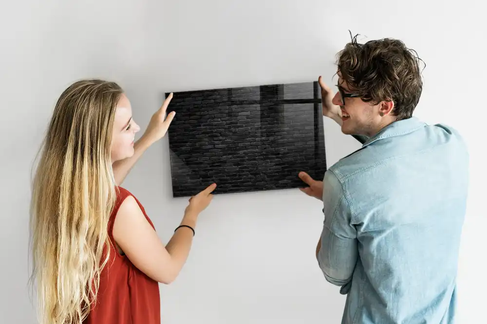 Tableau magnétique avec feutre motif mur de briques sombres