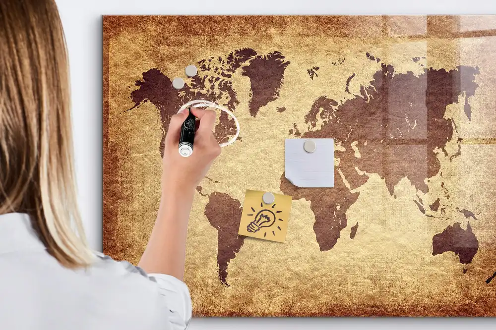 Tableau magnétique carte du monde classique à dessiner