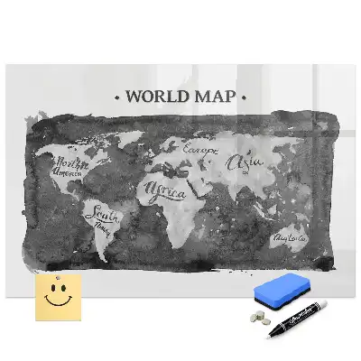 Tableau magnétique carte du monde stylisée avec feutre