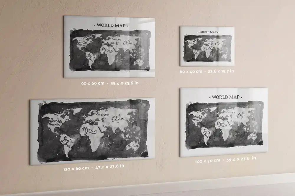 Tableau magnétique carte du monde stylisée avec feutre